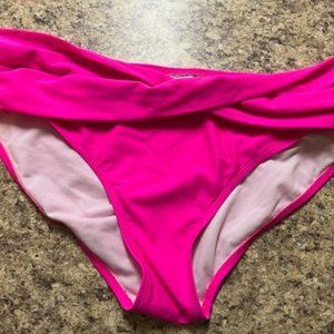 Hot Pink Twist Front Swimsuit Bottom